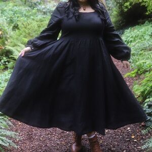 Son de Flor Carmen Dress, Long Sleeve 100% LINEN TEXTILE